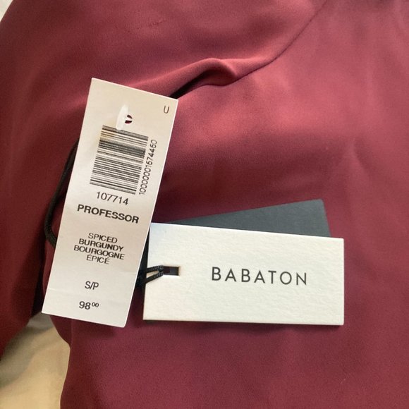 Babaton Professor Blouse Matte Satin Pop-over Polo Blouse - Burgundy - New w/Tag - Picture 4 of 7
